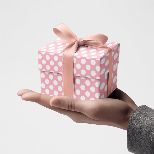 Papel De Regalo Punto de lunares rosa y blanco (Pink and White Polka Dot Wrapping Paper)