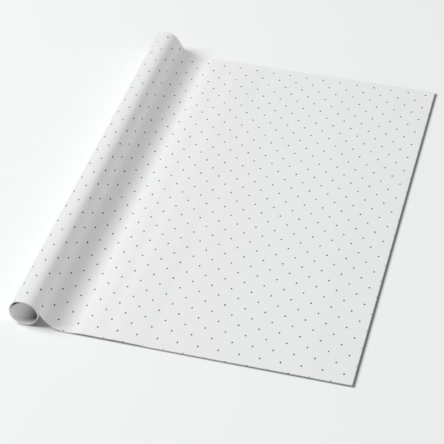 Papel De Regalo Punto de micropolka blanco y negro (Desenrollado)