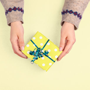 Papel De Regalo Punto de Polka Amarillo