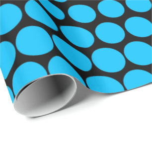 Papel De Regalo Punto de Polka azul cielo negro moderno