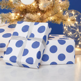 Papel De Regalo Punto de polka azul grande moderno texturado