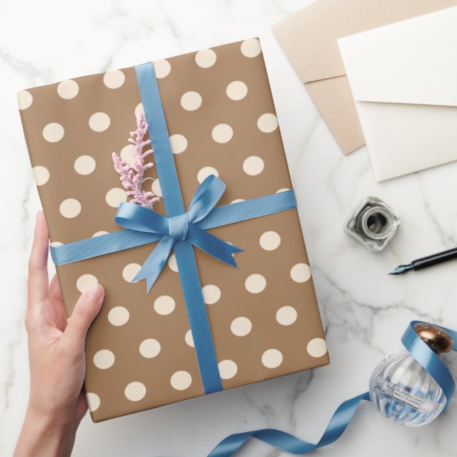 Papel De Regalo punto de polka beige (Regalar)