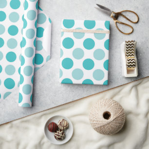 Papel De Regalo Punto de Polka Blanco Verde azulado Turquesa de Mo
