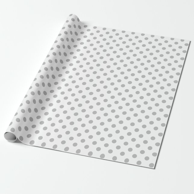 Papel De Regalo Punto de polka gris en espacio blanco medio (Desenrollado)