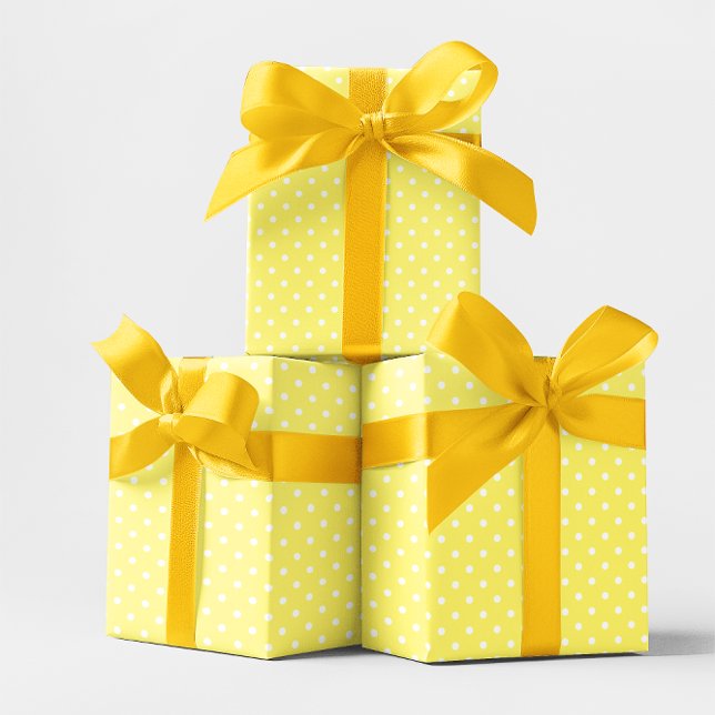Papel De Regalo Punto de polka pequeño amarillo y blanco pastel (Pastel Yellow and White Small Polka Dot Wrapping Paper)