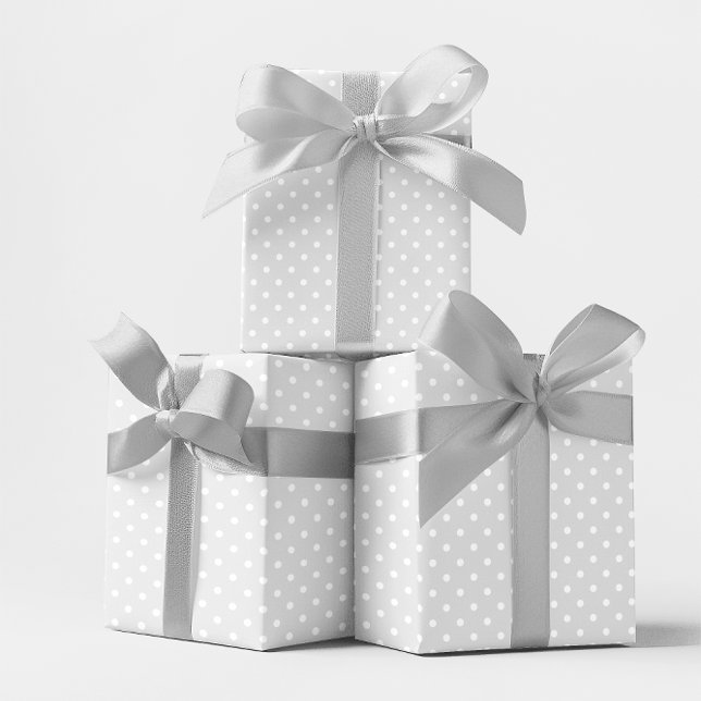 Papel De Regalo Punto de Polka pequeño blanco y gris claro (Light Grey and White Small Polka Dot Wrapping Paper)