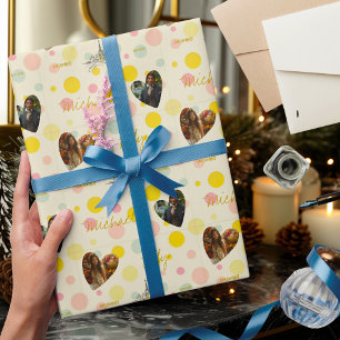 Papel De Regalo Punto de Polka personalizado con fotos y nombres