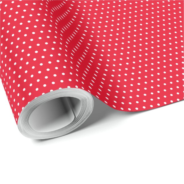 Papel De Regalo Punto de polka rojo y blanco (Esquina del rollo)
