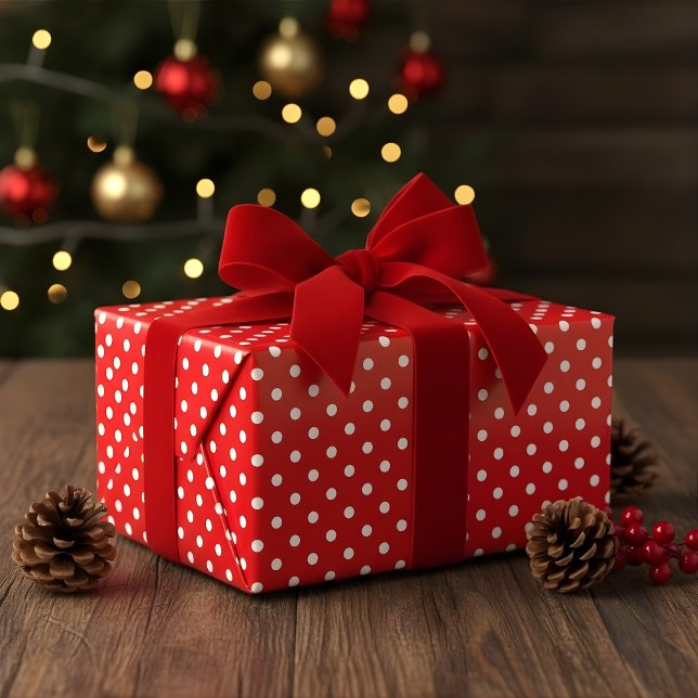 Papel De Regalo Punto de polka rojo y blanco (Subido por el creador)