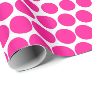 Papel De Regalo Punto de polka rosa profundo blanco moderno