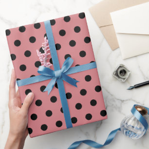 Papel De Regalo Punto de polka rosa y negra de la sandía
