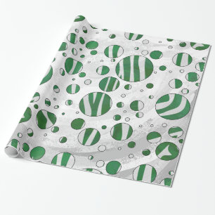 Papel De Regalo Punto de polka verde y blanco cebra