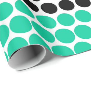 Papel De Regalo Punto de Polka Verde y Negro del Caribe
