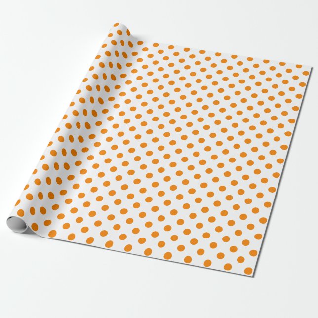 Papel De Regalo Punto Polka Naranja en espacio blanco medio (Desenrollado)
