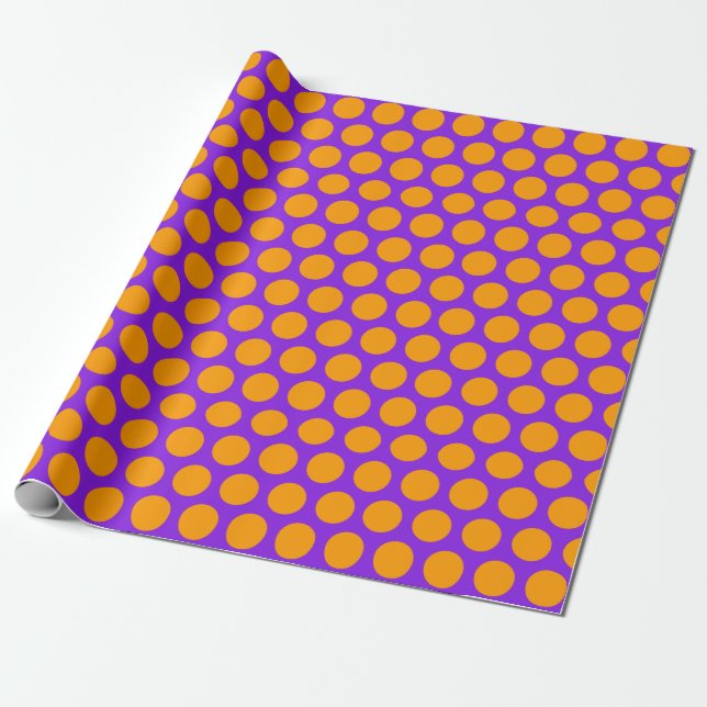 Papel De Regalo Punto Polka Naranja púrpura (Desenrollado)