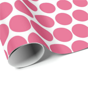 Papel De Regalo Punto Polka Rosa Blanco Moderno