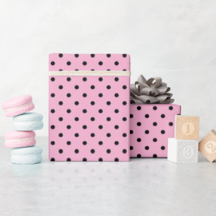 Papel De Regalo Punto Rosa Pálido y Negro