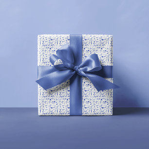 Papel De Regalo Puntos aleatorios de polka azul-violeta en blanco