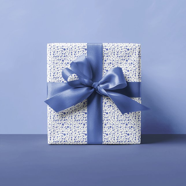 Papel De Regalo Puntos aleatorios de polka azul-violeta en blanco (Subido por el creador)