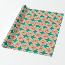 Papel De Regalo Puntos Atómicos Moderno de Mediana Siglo Naranja B