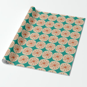 Papel De Regalo Puntos Atómicos Moderno de Mediana Siglo Naranja B