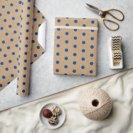 Papel De Regalo Puntos Azules Navales Náuticos Marrón Kraft Rústic