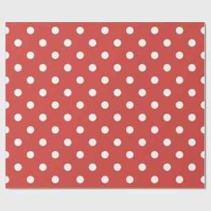 Papel De Regalo Puntos Blancos Clásicos sobre Rojo