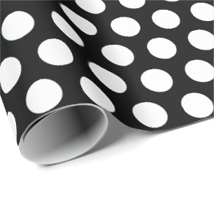 Papel De Regalo Puntos Blancos Negros