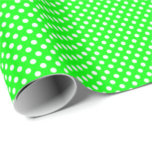 Papel De Regalo Puntos blancos sobre verde lima