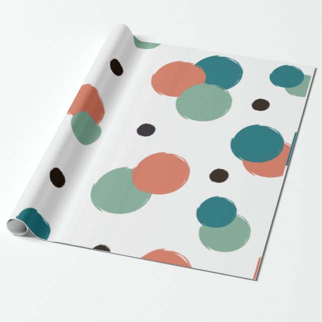 Papel De Regalo Puntos coloreados estéticos (Desenrollado)