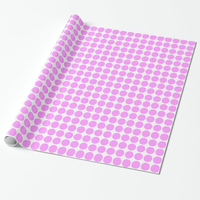 Papel De Regalo Puntos de círculo - Violeta clara en blanco (Desenrollado)