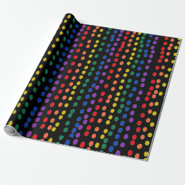 Papel De Regalo Puntos de golosinas arcoiris sobre negro