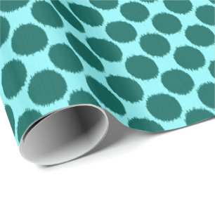 Papel De Regalo Puntos de Ikat, turquesa y aguamarina gigantes de