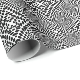 Papel De Regalo Puntos de Op-Art Madhi en blanco y negro