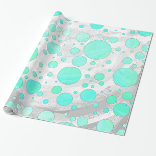 Papel De Regalo Puntos de Polka Azul Mint Ice Aqua