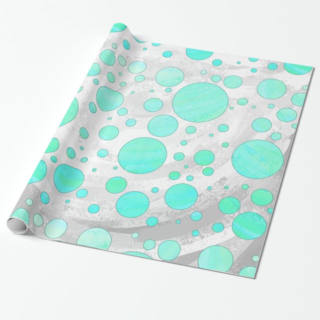 Papel De Regalo Puntos de Polka Azul Mint Ice Aqua (Desenrollado)