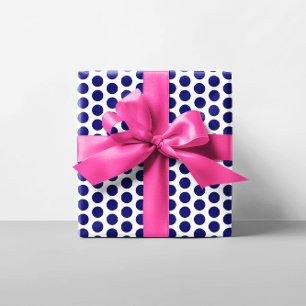 Papel De Regalo Puntos de Polka Azul Oscuro