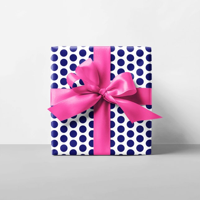Papel De Regalo Puntos de Polka Azul Oscuro (Blue Dots Gift Wrap)