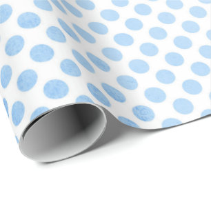 Papel De Regalo Puntos de polka azul pálido sobre blanco