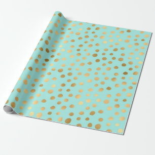 Papel De Regalo Puntos de Polka azul y dorado