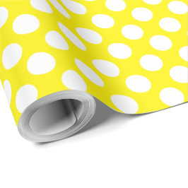 Papel De Regalo Puntos de Polka Blanco Amarillo Brillante