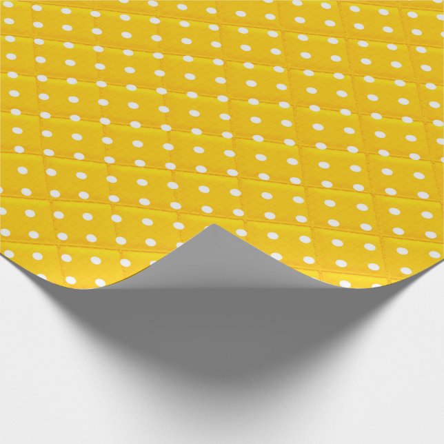 Papel De Regalo puntos de polka blanco sobre amarillo (Esquina)