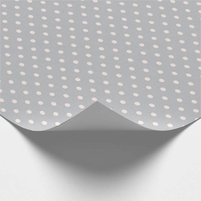 Papel De Regalo puntos de polka blanco sobre gris (Esquina)