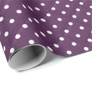 Papel De Regalo puntos de polka blanco sobre morado