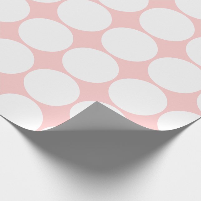 Papel De Regalo Puntos de polka blanco sobre una bebé rosa (Esquina)