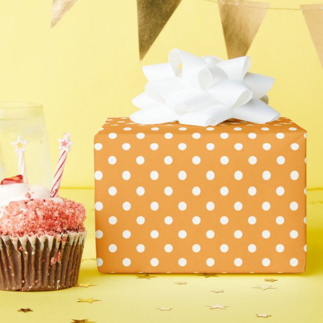 Papel De Regalo Puntos de Polka Blanco y naranja (Fiesta de cumpleaños )