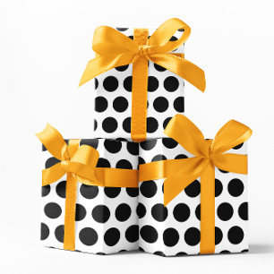 Papel De Regalo Puntos de polka blancos y negros