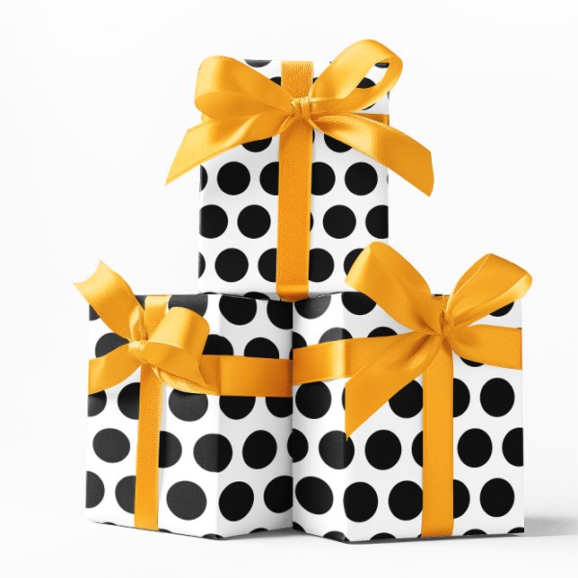 Papel De Regalo Puntos de polka blancos y negros (White and Black Polka Dots Wrapping Paper)