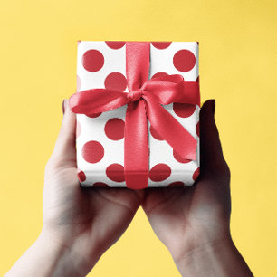 Papel De Regalo Puntos de polka blancos y rojos