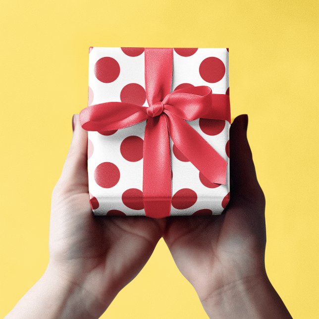 Papel De Regalo Puntos de polka blancos y rojos (Red Polka Dots Wrapping Paper)